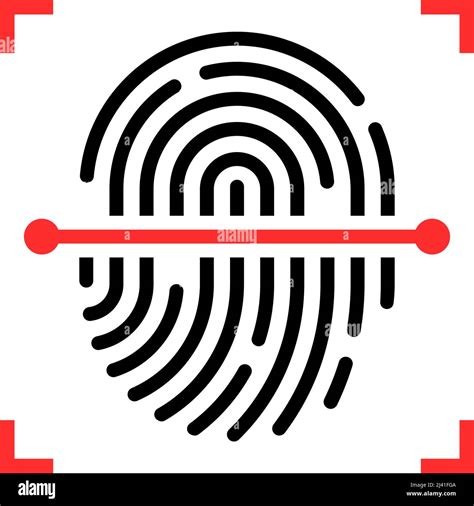 Black And Red Fingerprint Thin Line Scanner Stock Vector Image Art