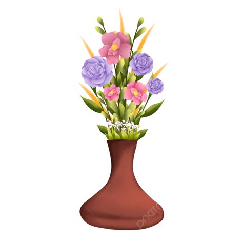 Pink And Purple Flowers In Vase Flower Flower Vase Pink Png