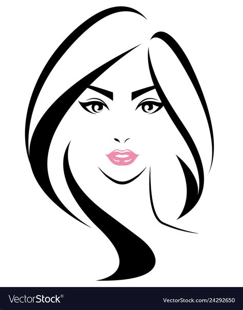 Women long hair style icon logo face Royalty Free Vector