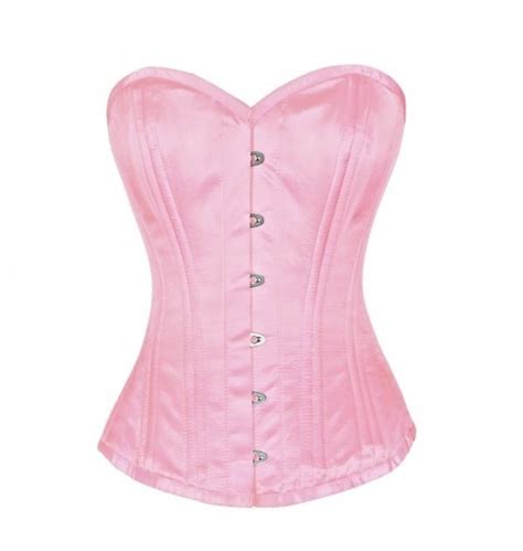 Pink Satin Spiral Steel Boned Corset Gothic Burlesque Fantasy Etsy