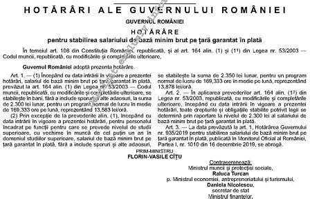 Hg Nr Pentru Stabilirea Salariului De Baz Minim Brut Pe Ar