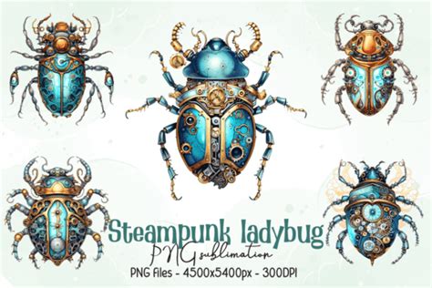 Steampunk Ladybug Sublimation Clipart Graphic By Artistry Alley