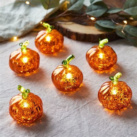 Halloween Decoration X Pumpkins Led Mottled Glass Battery Timer