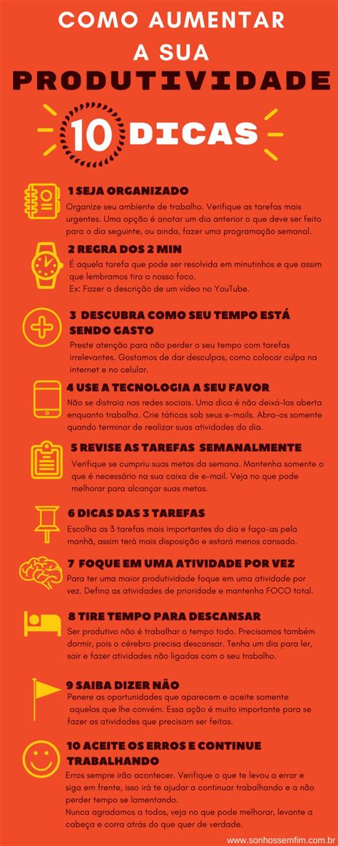 [infográfico] Como Aumentar A Sua Produtividade 10 Dicas Trabalhe Em