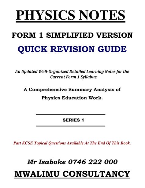 Form Phys Simplified Notes Physics Notes Form Simplified Version