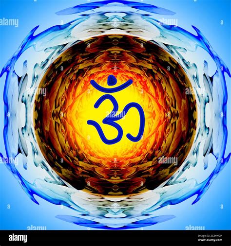 meditation with om symbol energy background Stock Photo - Alamy