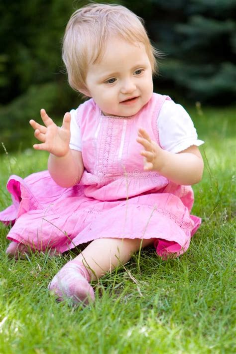 Baby in garden stock photo. Image of child, grass, cheerful - 10851142