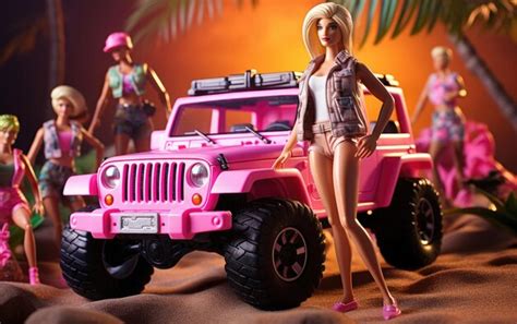 Wild Wanderlust Barbie Conduciendo Un Jeep Rosa En El Bosque Encantado