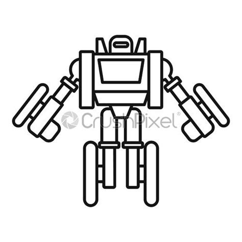 Futuristic Robot Transformer Icon Outline Style Stock Vector Crushpixel