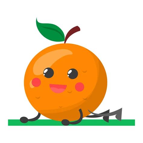 Happy Smiling Orange Fruit Vector Illustration Funny Character — Stock