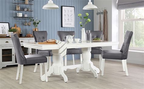 Chatsworth White Extending Dining Table With Bewley Grey Chairs