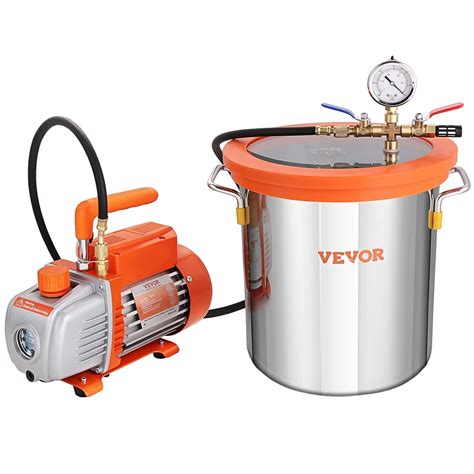 VEVOR 5 Gallon Vacuum Chamber And Pump Kit Wood Stabilizing Silicone