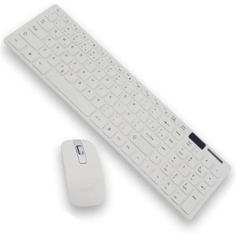 Kit Teclado Mouse Sem Fio Wireless Usb Exbom Bk S Branco Capa