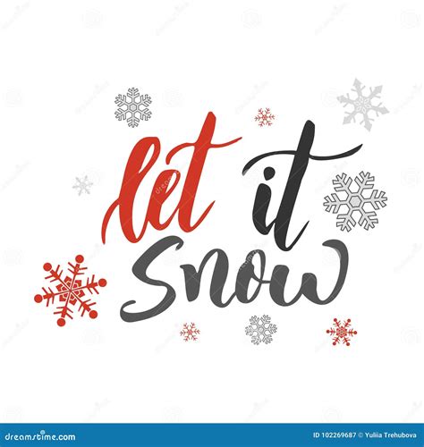 Let It Snow Handwriting Script Lettering For Greeting Card Stock