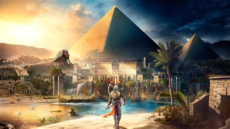 Eagle Landscape Assassins Creed Origins Sphynx Pyramids Of Giza