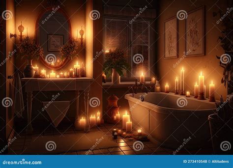 Bathroom With Romantic Candlelight And Soft Music Perfect Setting For A Date Or Intimate Moment