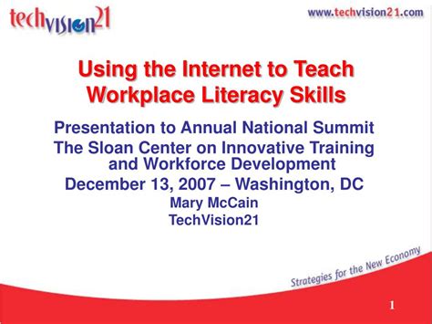 Ppt Using The Internet To Teach Workplace Literacy Skills Powerpoint