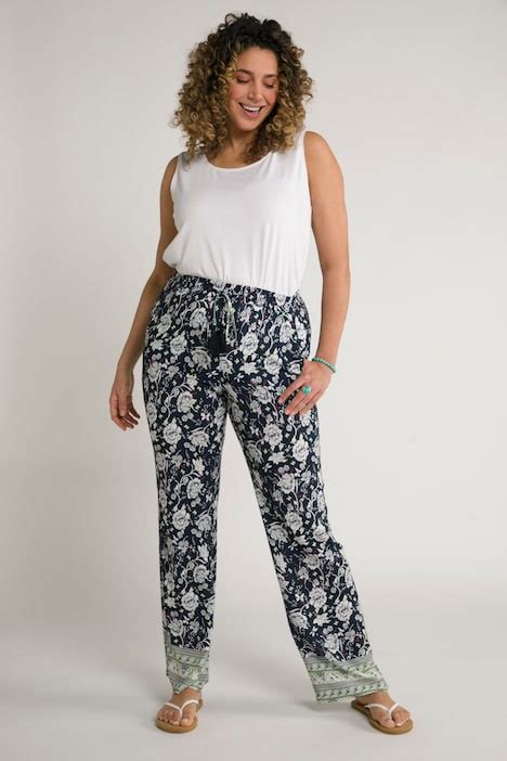 Timeless Floral Print Elastic Waist Wide Leg Rose Fit Pants Sweat