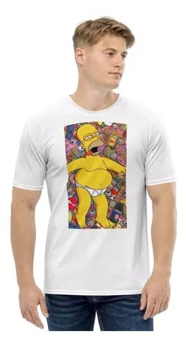 Playera Blanca Los Simpsons Homero Simpson Borracho Meses Sin Intereses