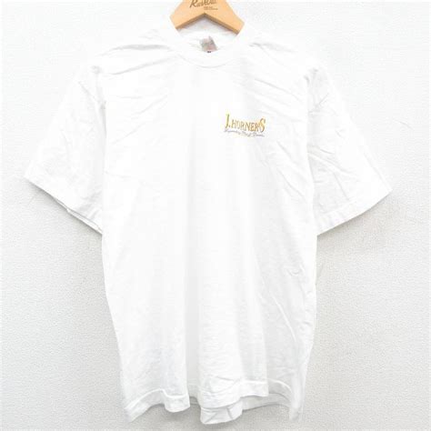 古着通販 L★古着 半袖 ビンテージ Tシャツ メンズ 90年代 90s Jhorners コットン クルーネック 白【spe】