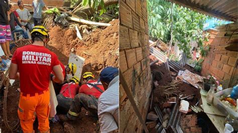 Deslizamento de terra atinge casa e mata mulher e criança em MG