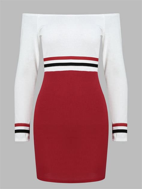 Full Sleeve Fitted Stripe Knit Dress Striped Knit Dress Fall Fashion