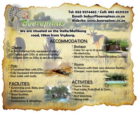 Boereplaas Holiday Resort Vryburg - Accommodation Tourism