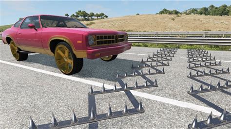 Massive Spike Strip Pileup Car Crashes Beamng Drive Boom Youtube