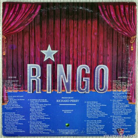 Ringo Starr ‎ Ringo 1974 Vinyl Lp Album Gatefold Voluptuous Vinyl Records