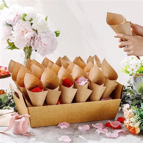 C Ne De Confettis De Mariage En Papier Kraft Pi Ces Support Pour D