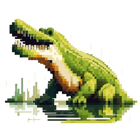 Premium Ai Image A Pixel Art Of A Crocodile In Green And White