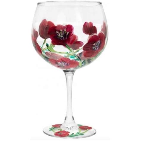 Poppies Hand Painted Gin Glass Allens