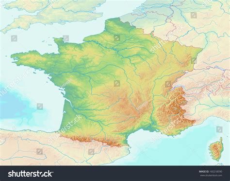 Map Showing Topography France Without Labels Stock Illustration ...