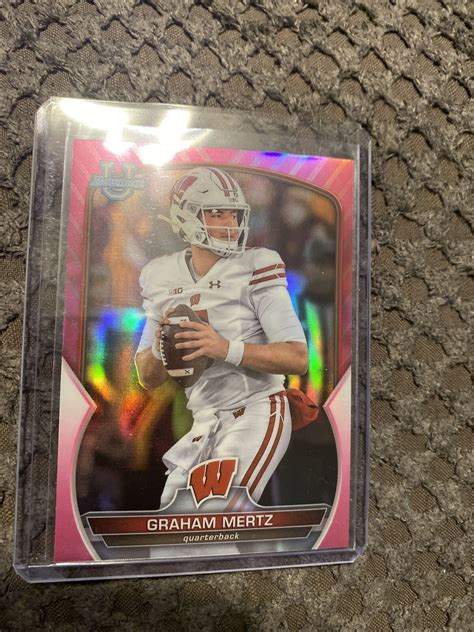 2022 Bowman University Chrome Graham Mertz Prospect Pink 17 Wisconsin