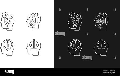 Rational And Emotional Mindset Linear Icons Set For Dark And Light Mode