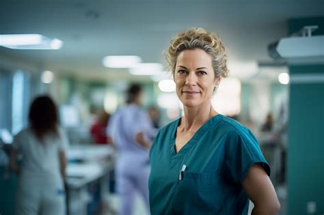 Mujer de mediana edad con uniforme de médico Foto Premium