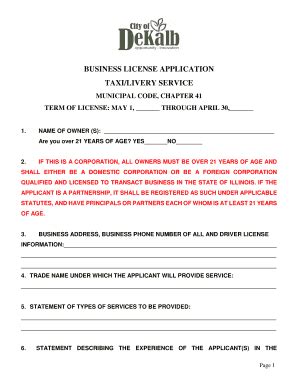 Fillable Online Municipal Code Chapter Term Of License May Through