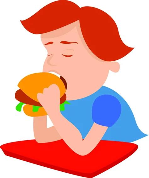 Cartoon Boy Eating Burger Stock Vector By ©panthermediaseller 505647318