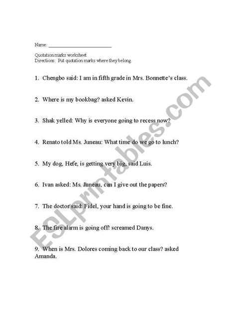 Quotation Marks Worksheets K5 Learning Speech Marks Quotation Marks