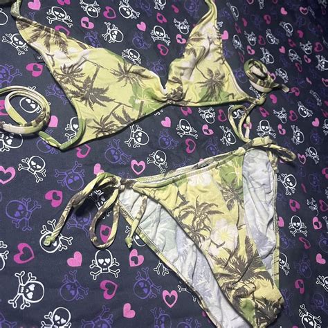 2000s Raisins Palm Tree Bikini Set No Flaws Seen Depop