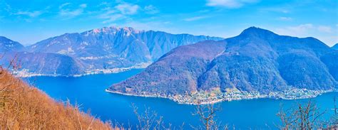 Panorama Of Lake Lugano From Monte Arbostora Switzerland Stock Image