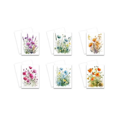 Watercolor Flower Cards, Blank Cards With Envelopes, Note Card Set ...