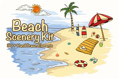 Beach Hand Drawn Scenery Kit - HAND DRAWN TASTE