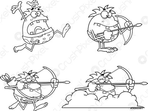 Outlined Caveman Cartoon Characters. Vector Hand Drawn Collection Set ...