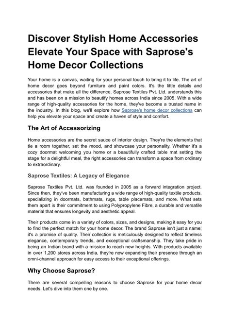 PPT Discover Stylish Home Accessories Elevate Your Space With Saprose