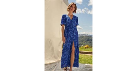 Sugarlips Kihe Floral Pismo Button Down Flutter Maxi Dress In Blue Lyst