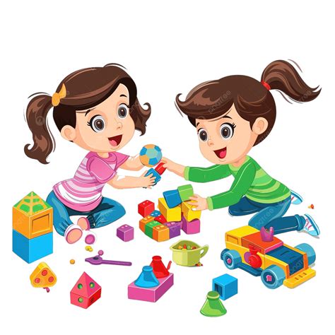 Kids Playing Toys Clipart