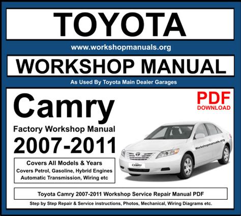 Toyota Camry 2007-2011 Workshop Repair Manual Download PDF