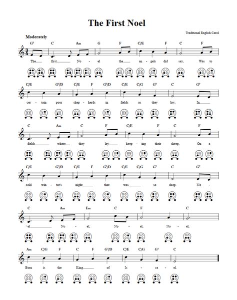 The First Noel 6 Hole Ocarina Sheet Music And Tab With Chords And Lyrics