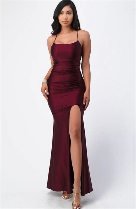 Burgundy Satin Gown Shop Ddmine